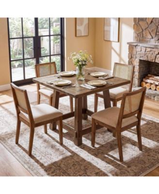 Solid Wood Square Dining Table for 4, Farmhouse