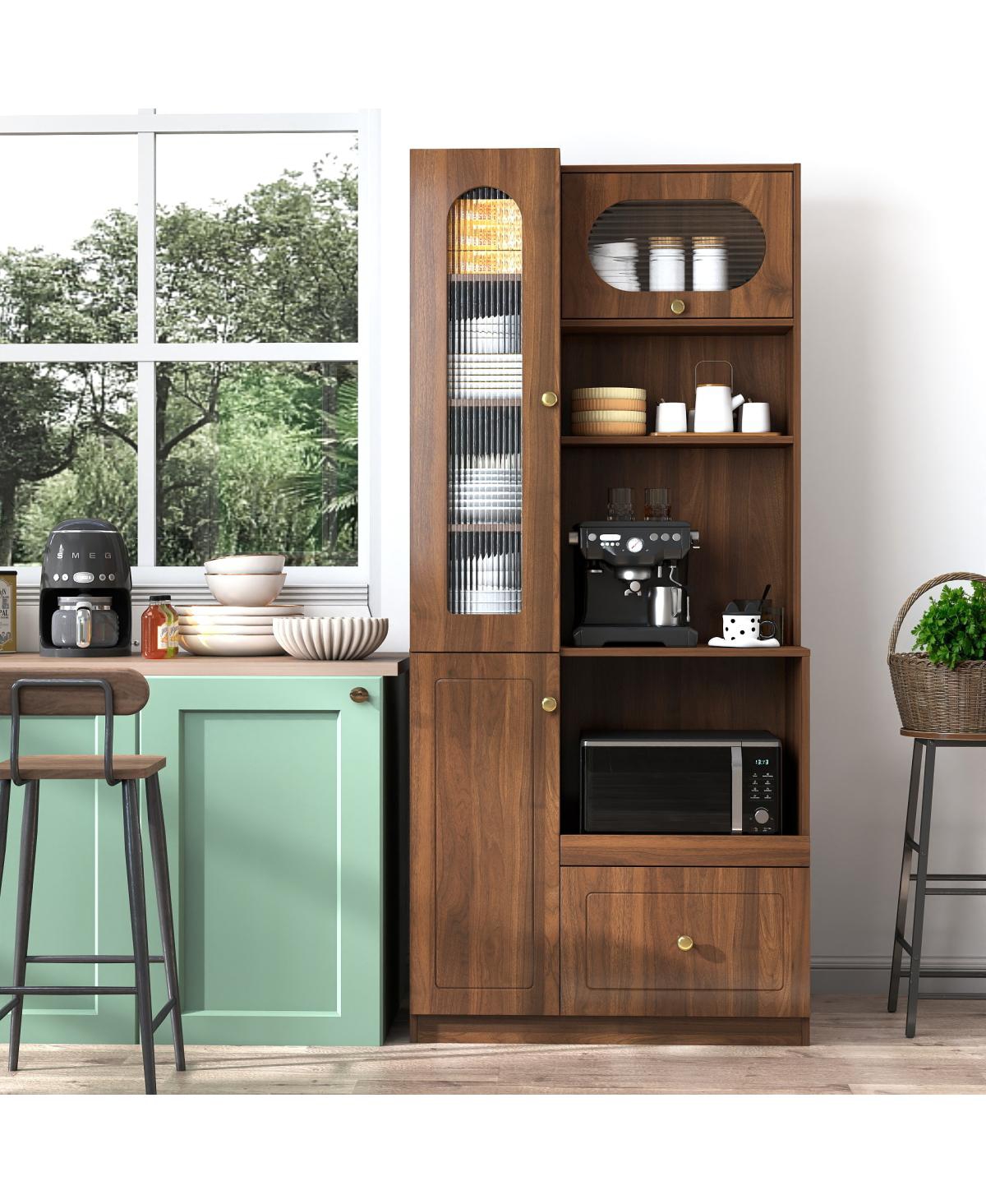 Streamdale Furniture Farmhouse Kitchen Pantry Cabinet with Multi-Tier Pull-Out Storage Shelf