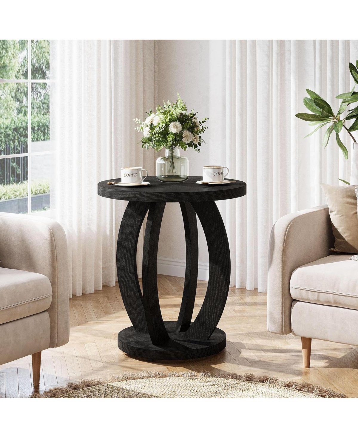 Tribesigns Round End Table with Storage