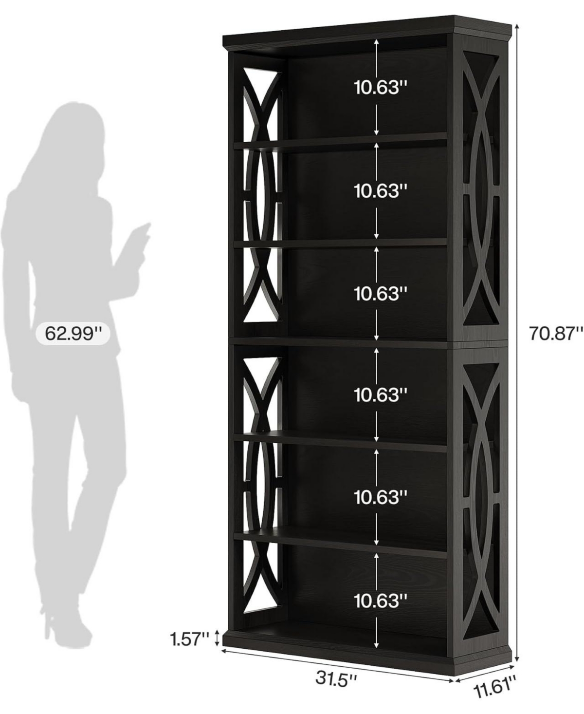 Tribesigns 6-Tier Bookshelf, 71 Inches Tall Freestanding Bookcase for Living Room
