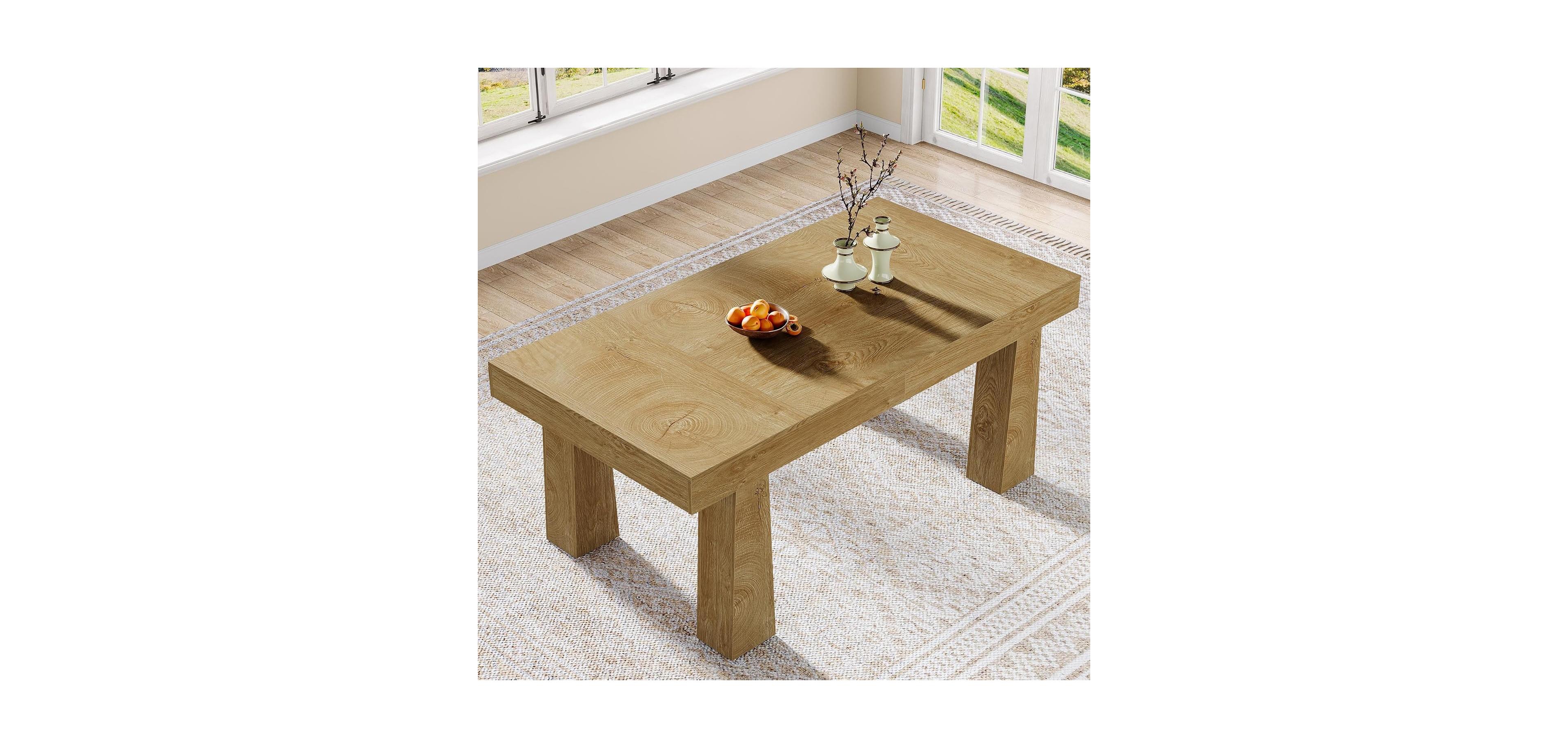 Tribesigns 63 Inch Dining Table for 4-6 People, Modern Rectangular Kitchen Table with Heavy Duty Tapered Legs