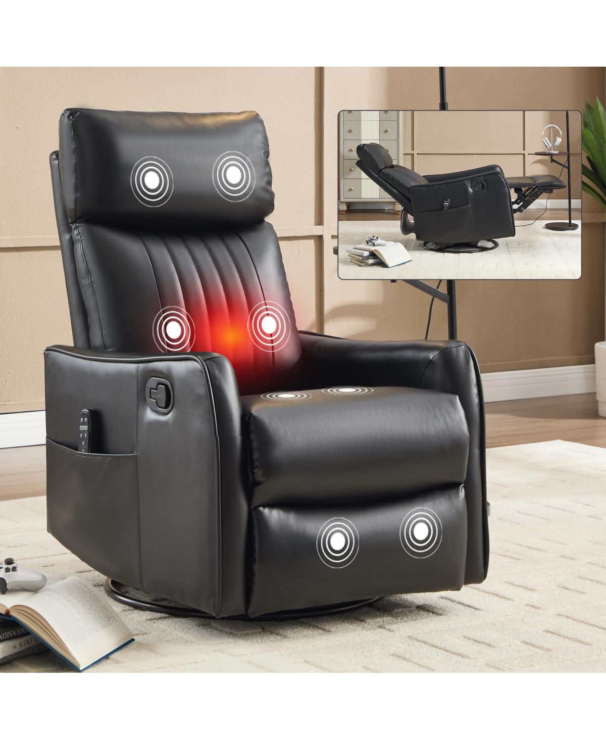 Streamdale Furniture Faux Leather Massage Swivel Recliner Chair