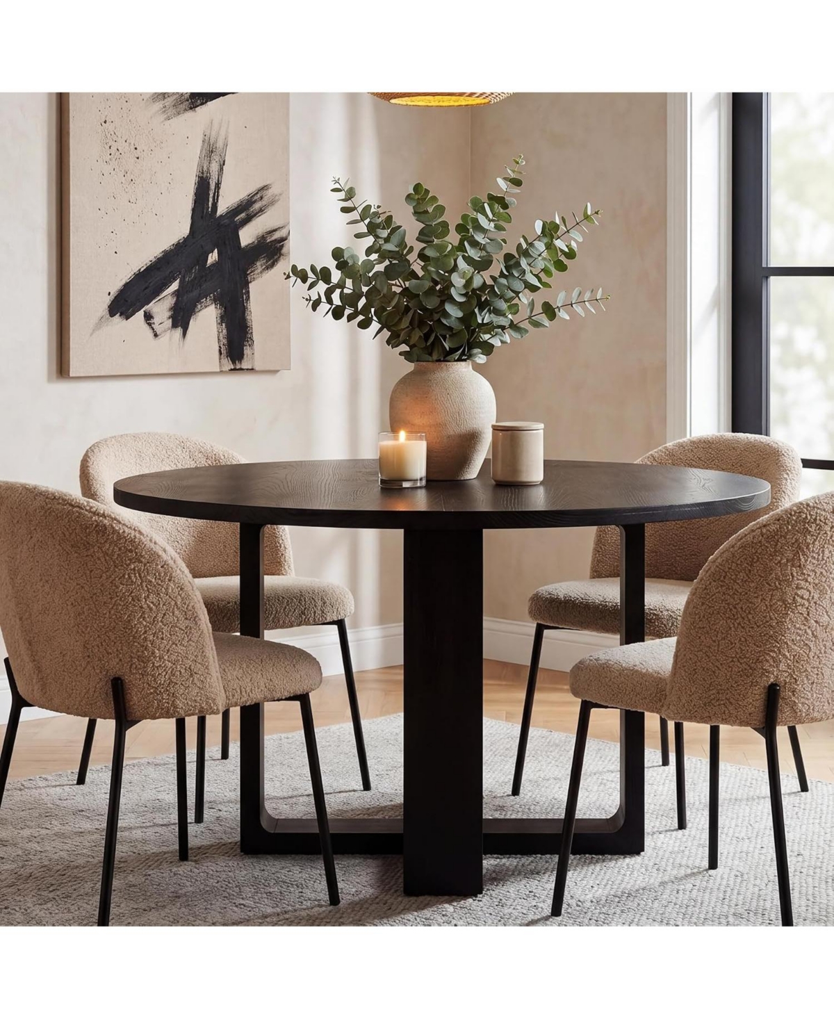 Tribesigns 47.24" Round Dining Table for 4-6 People, Solid Wood