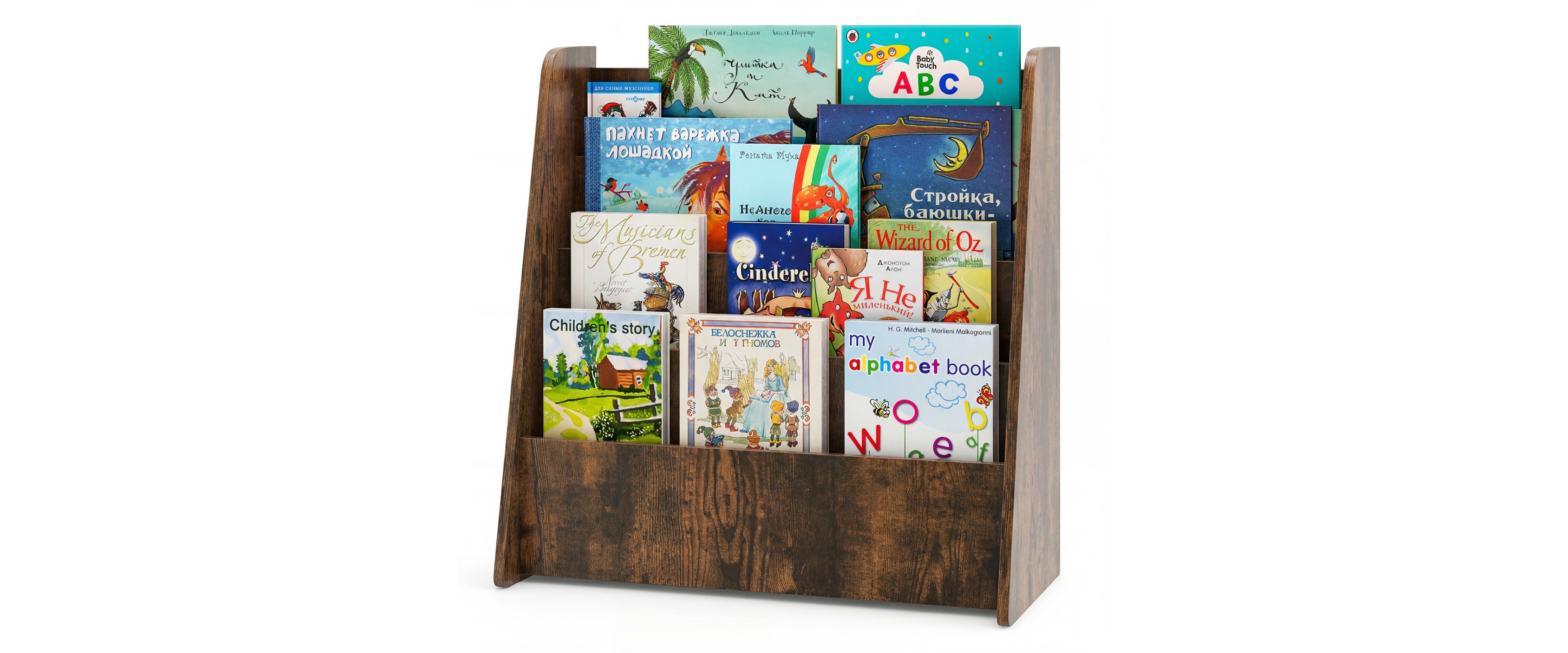 Sugift 4-Tier Kids Bookshelf with Deep Compartments for Bedroom