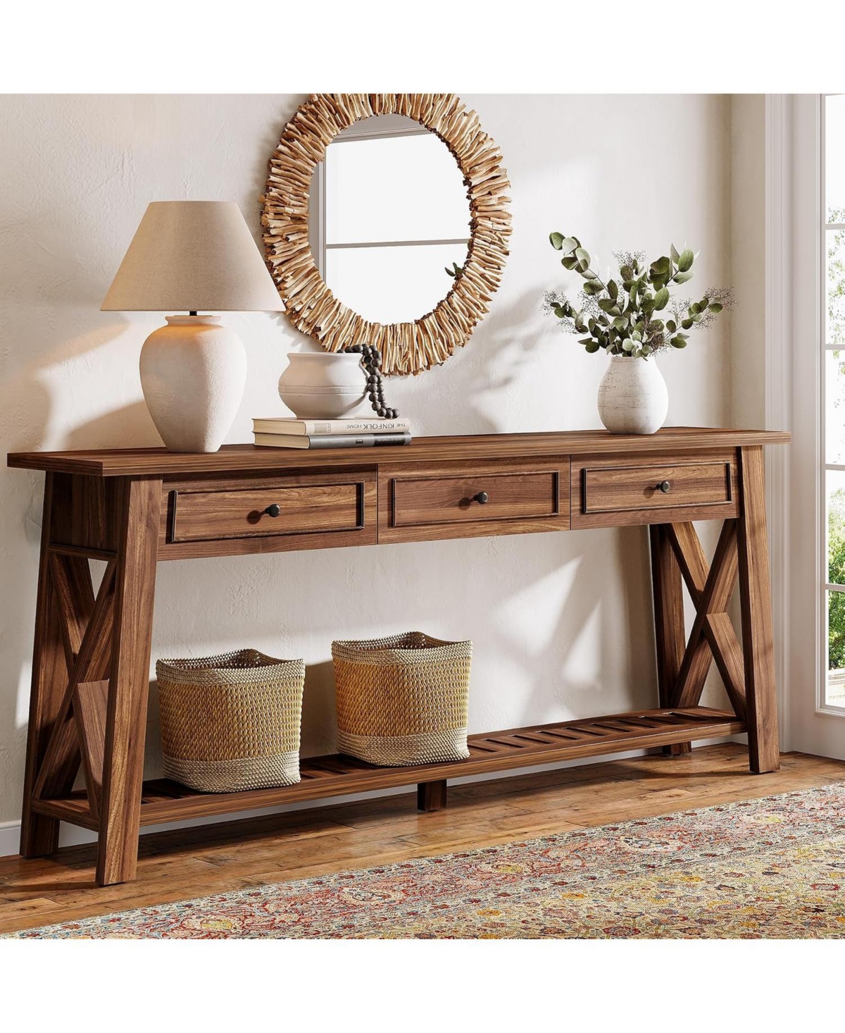 Tribesigns 70.87" Console Table with 3 Drawers and Shelf