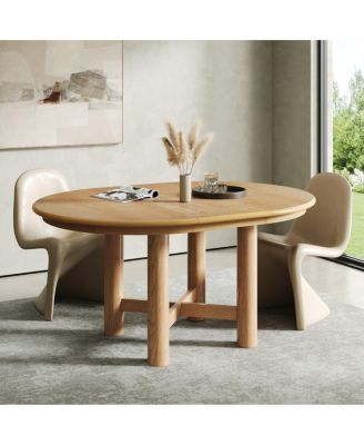 Wood Extendable Oval Dining Table, Seats 4-6