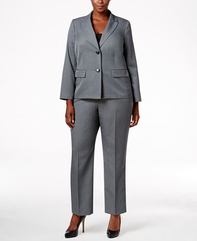Le Suit Plus Size Two-Button Pantsuit