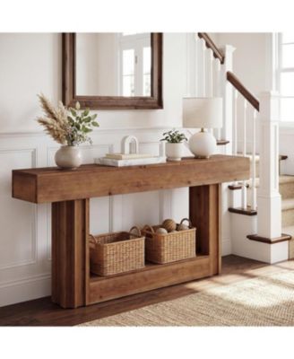 63" Farmhouse Console Table with 2-Tier Storage
