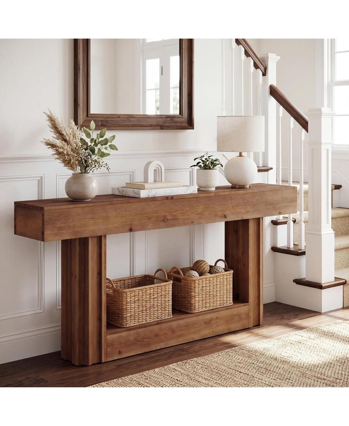 Tribesigns 63" Farmhouse Console Table with 2-Tier Storage