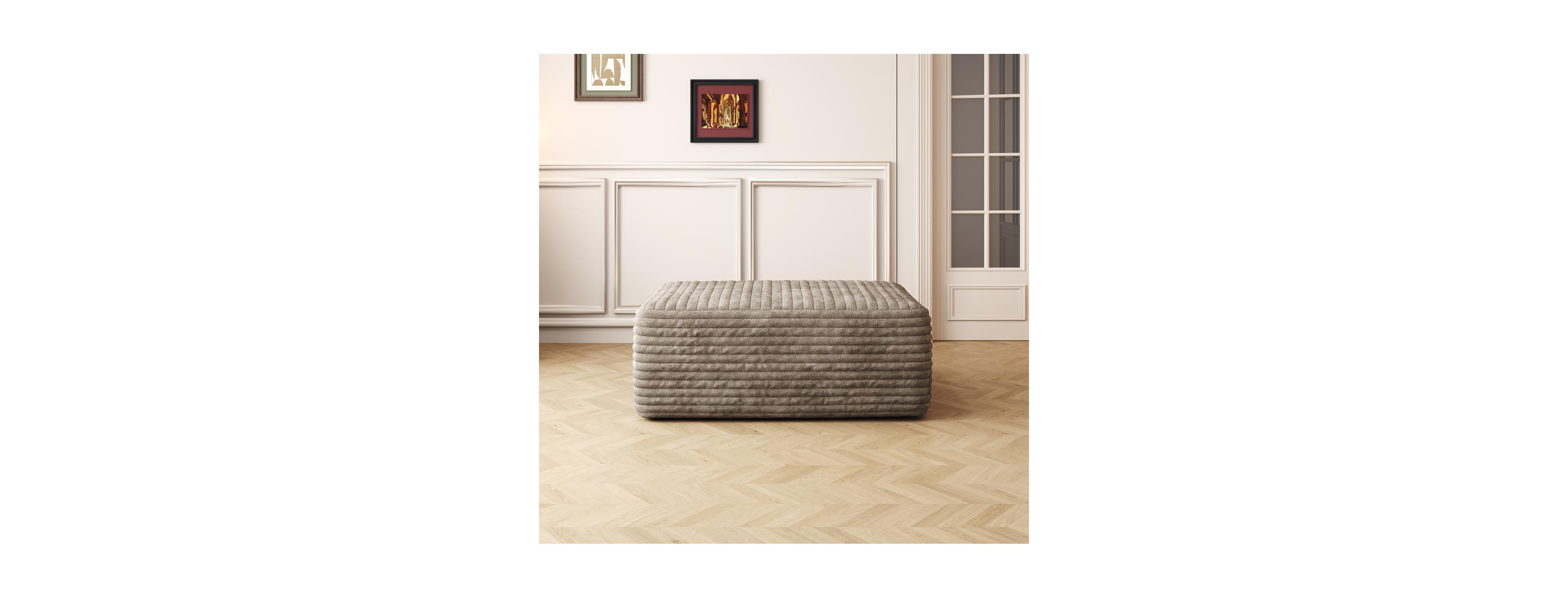 Streamdale Furniture 37.40"Sofa ottoman ,No Assembly Required,Camel(Plush Corduroy Fabric)