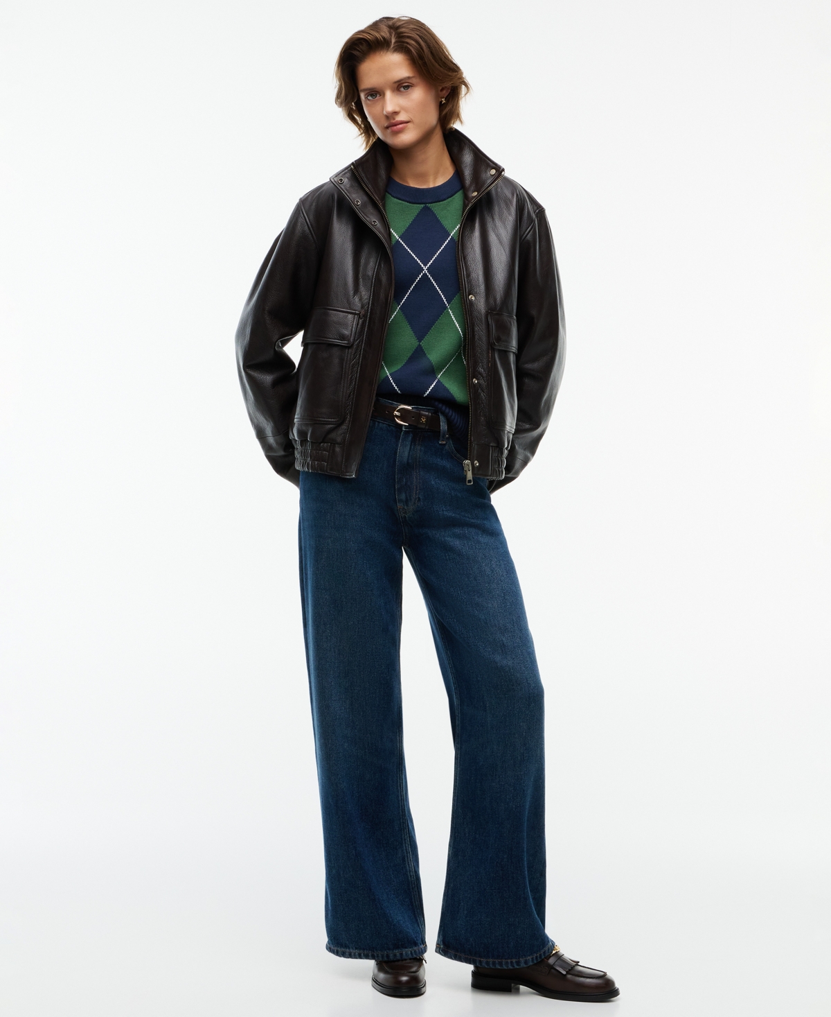 Tommy Hilfiger Women's Tartan Argyle Crewneck Long-Sleeve Sweater