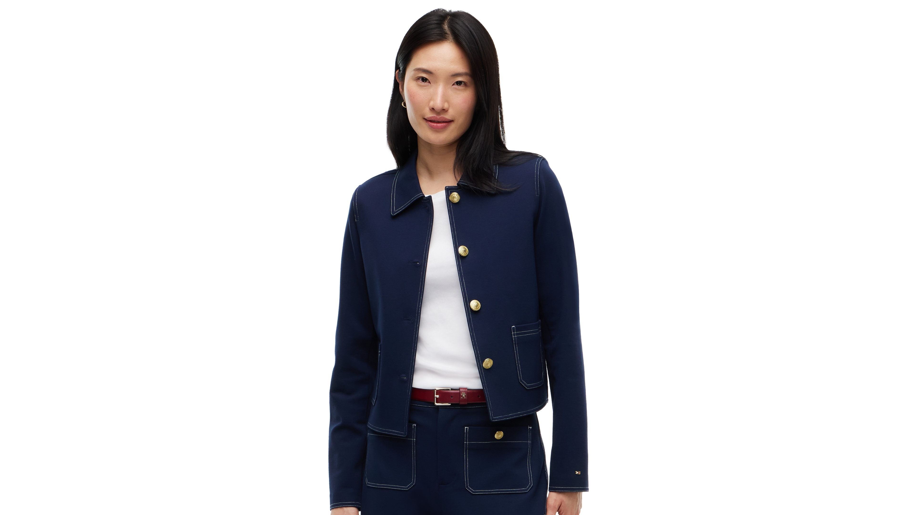Tommy Hilfiger Women's Ponte-Knit Top Stitch Detail Jacket