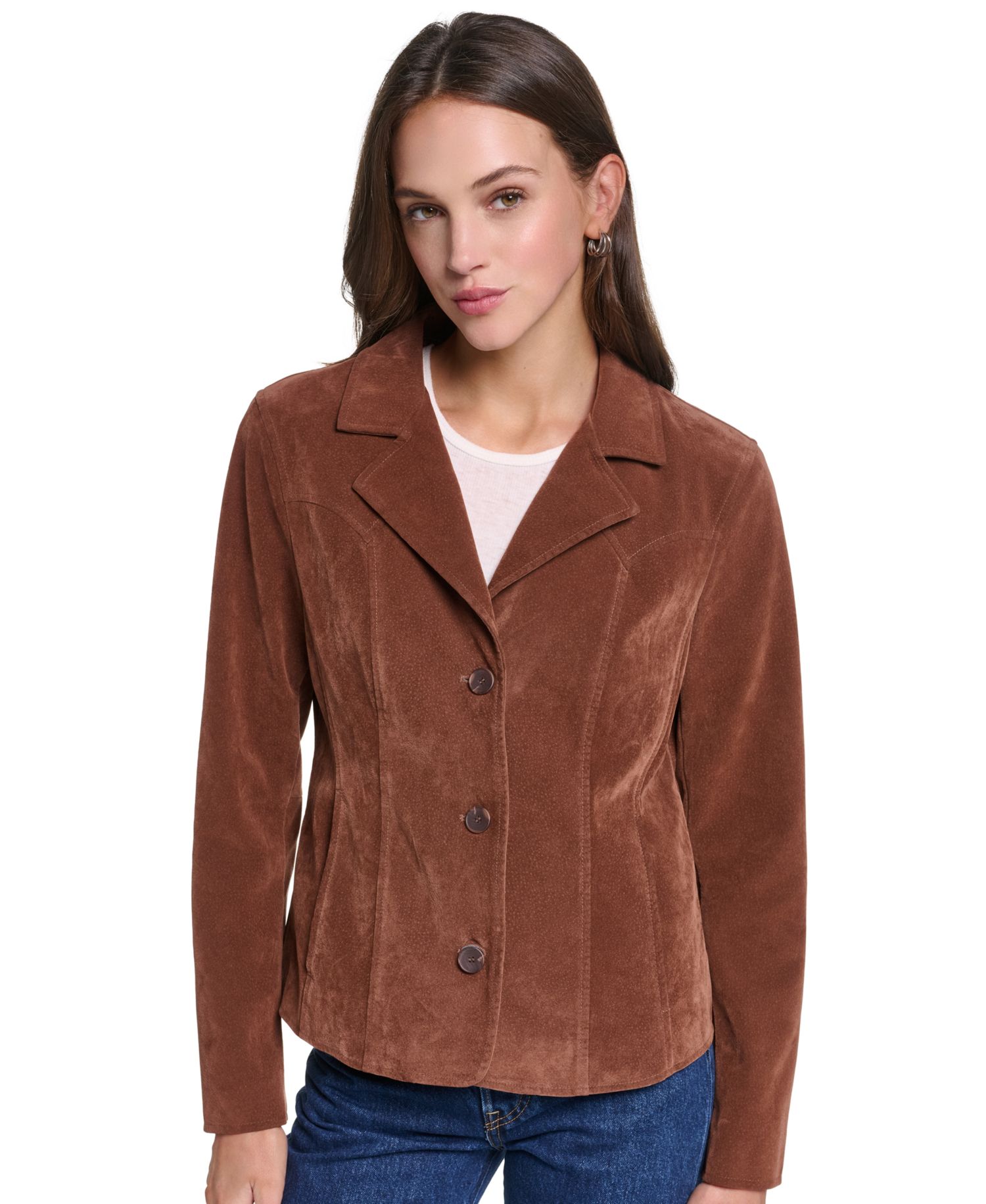 Women's Fitted Faux Suede Blazer