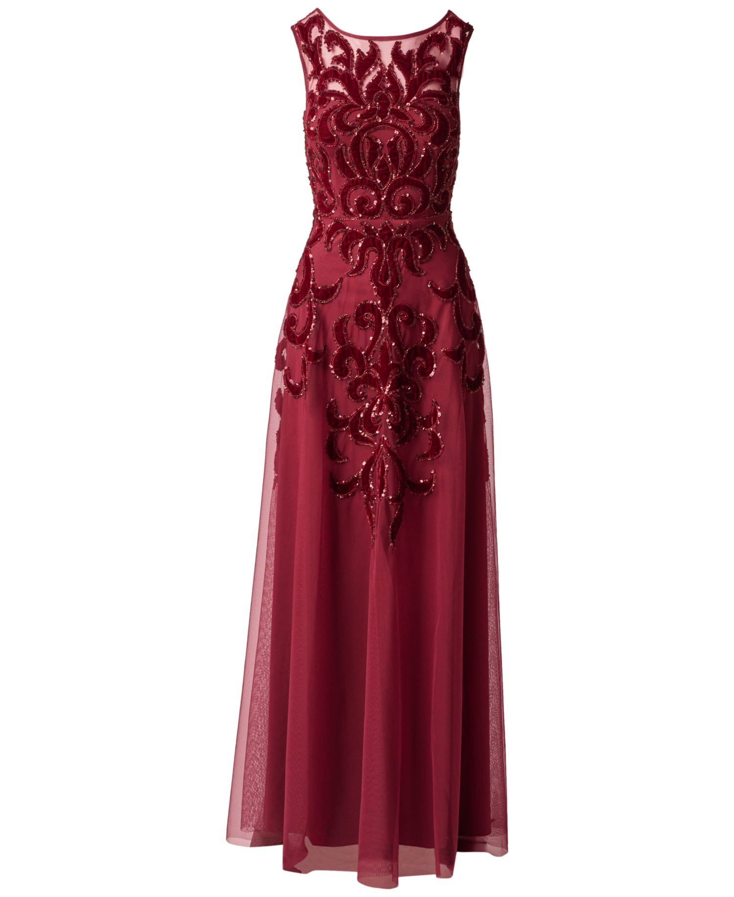Women's Illusion Bead Mesh Long Beaded Dress