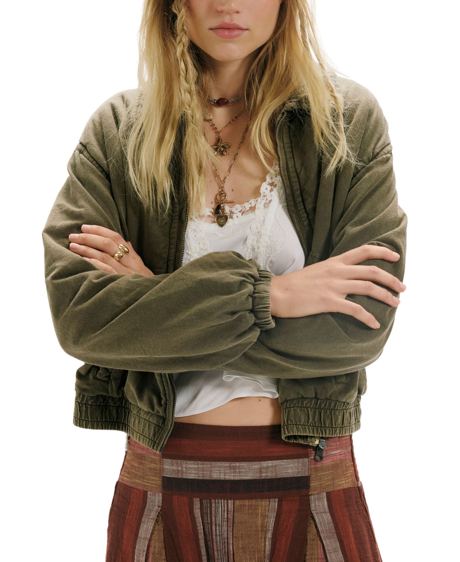 Women's Birdie Cropped Washed Bomber Jacket