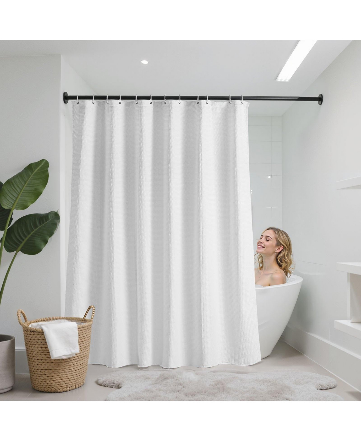 Slickblue Machine Washable Shower Curtain with Water Repellent Fabric