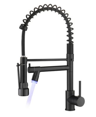 Single Handle High Arc Pull-Down Kitchen Faucet with LED Sprayer, 360degree(s) Swivel Commercial Sink Faucet