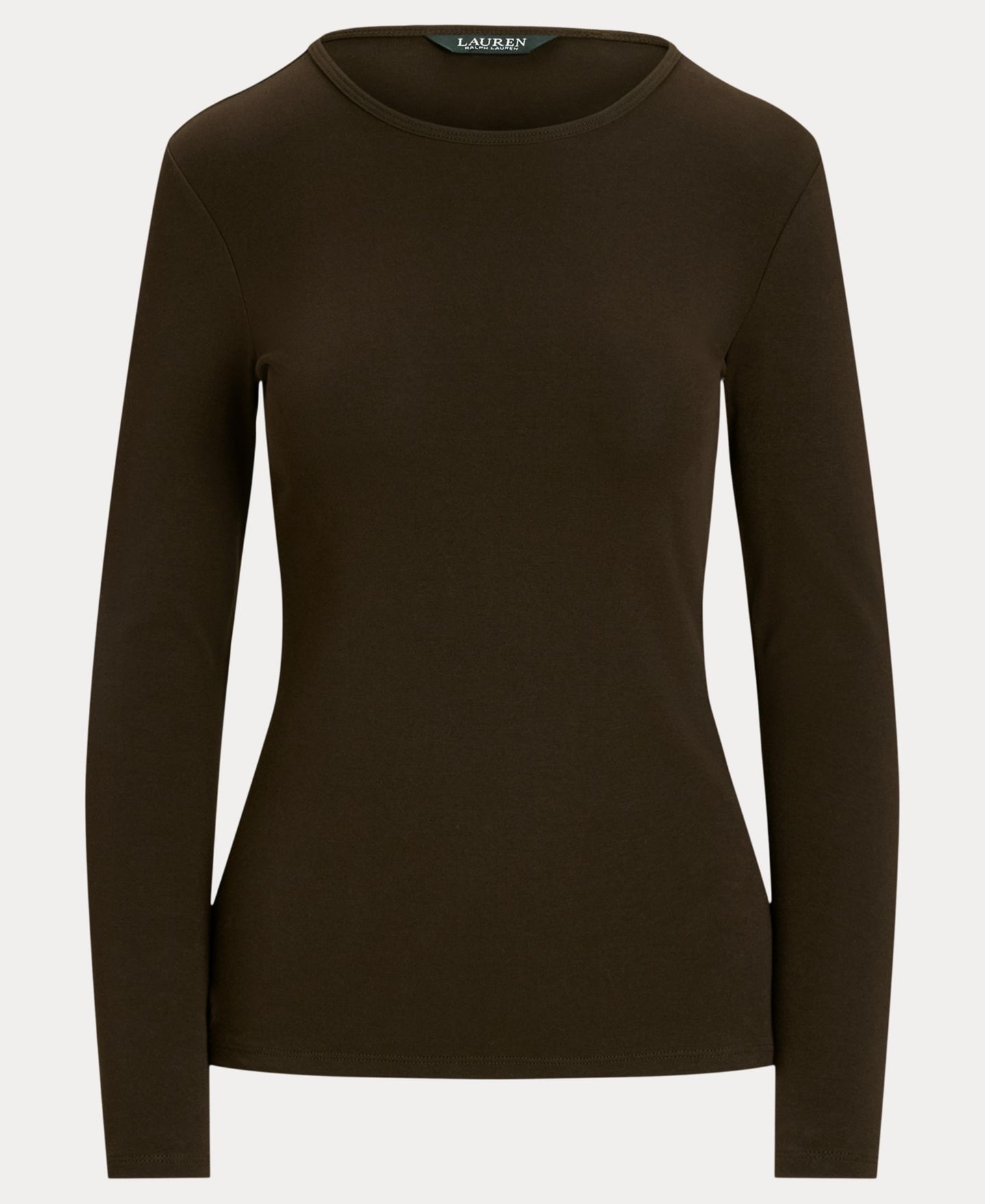 Женский топ Lauren Ralph Lauren Cotton-Blend Long-Sleeve Top, цвет: Коричневый — фото 6