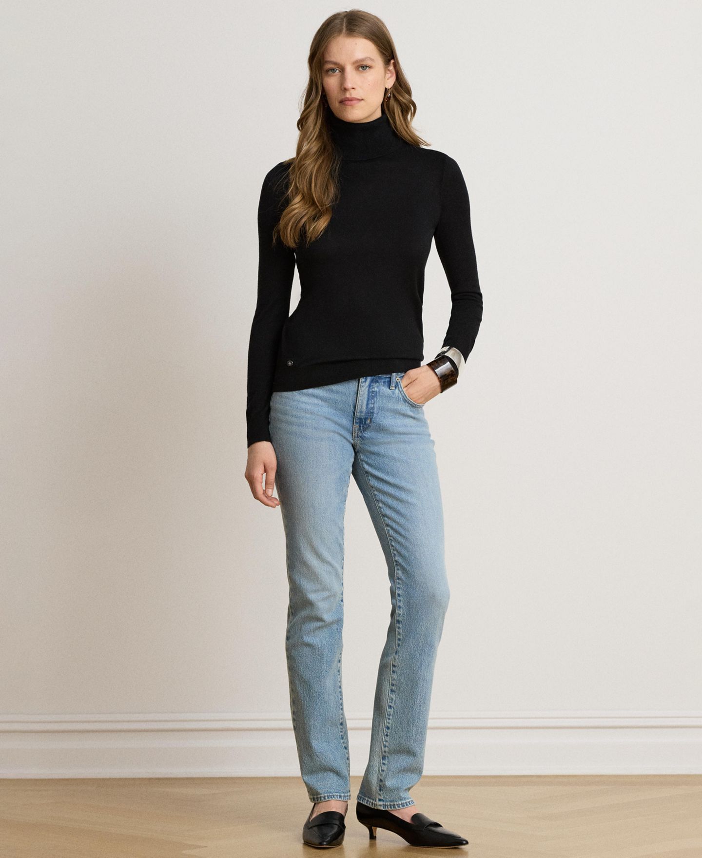 Женский свитер Lauren Ralph Lauren Modal-Silk Blend Slim-Fit Turtleneck, цвет: Чёрный — фото 2
