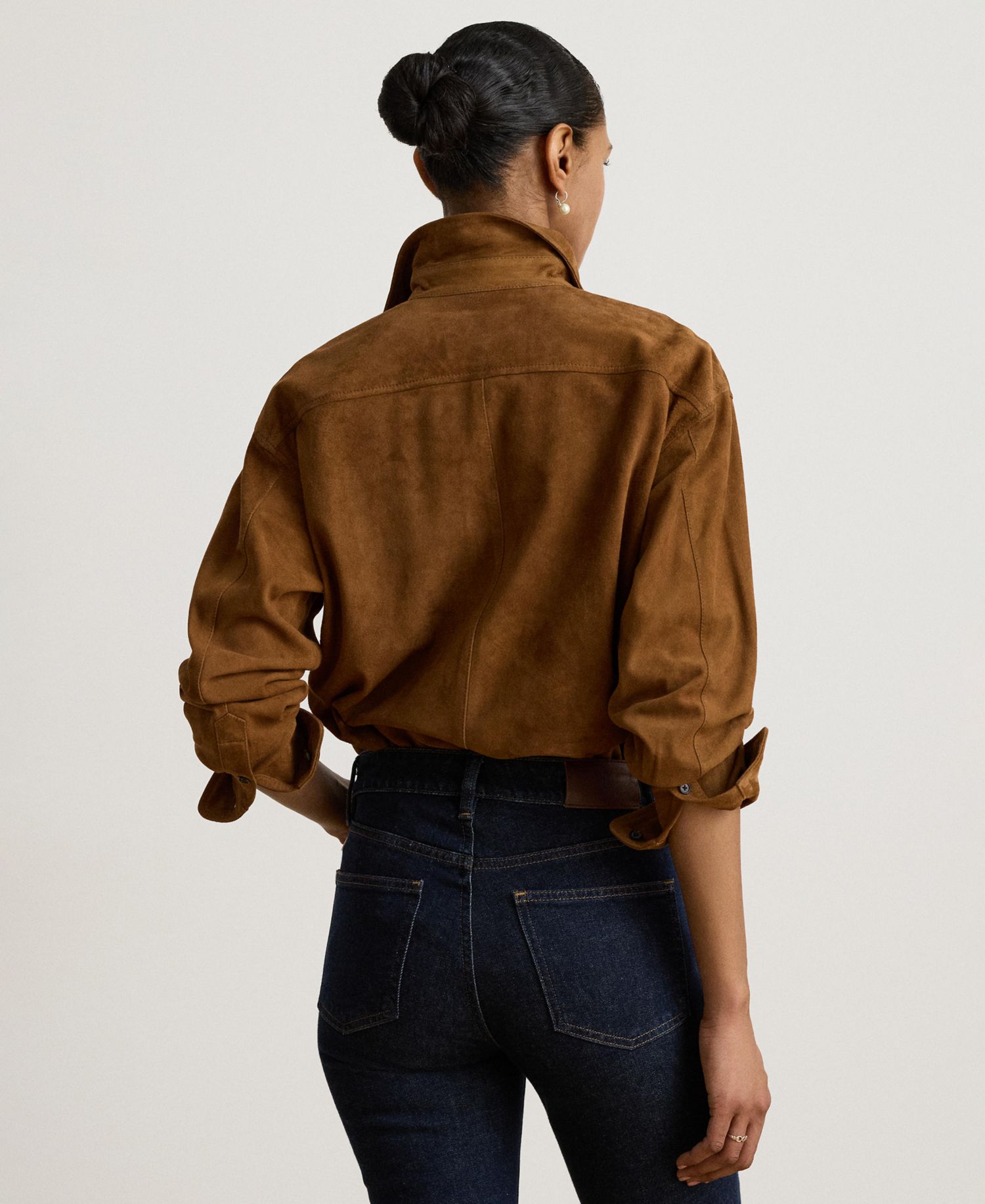 Women's Goat-Suede Relaxed-Fit Long-Sleeve Shirt