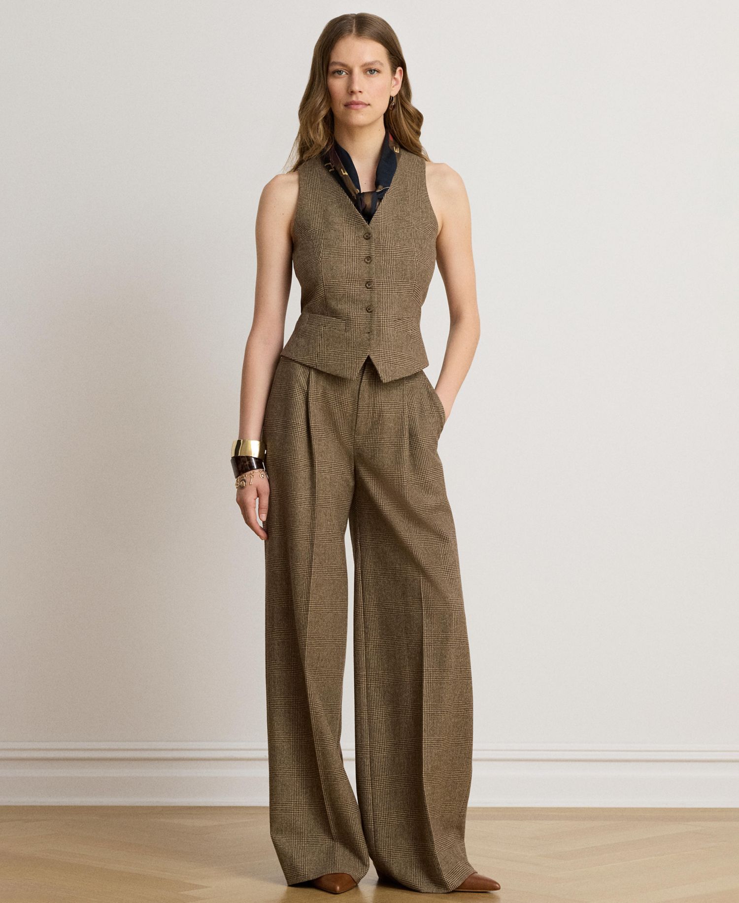 Women's Glen Plaid V-Neck Vest