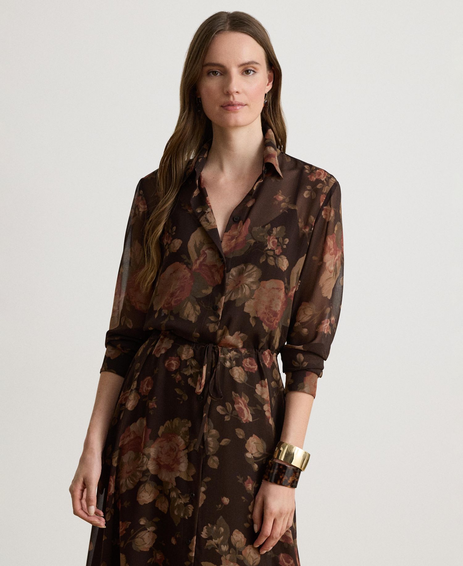 Women's Floral-Print Chiffon Shirtdress