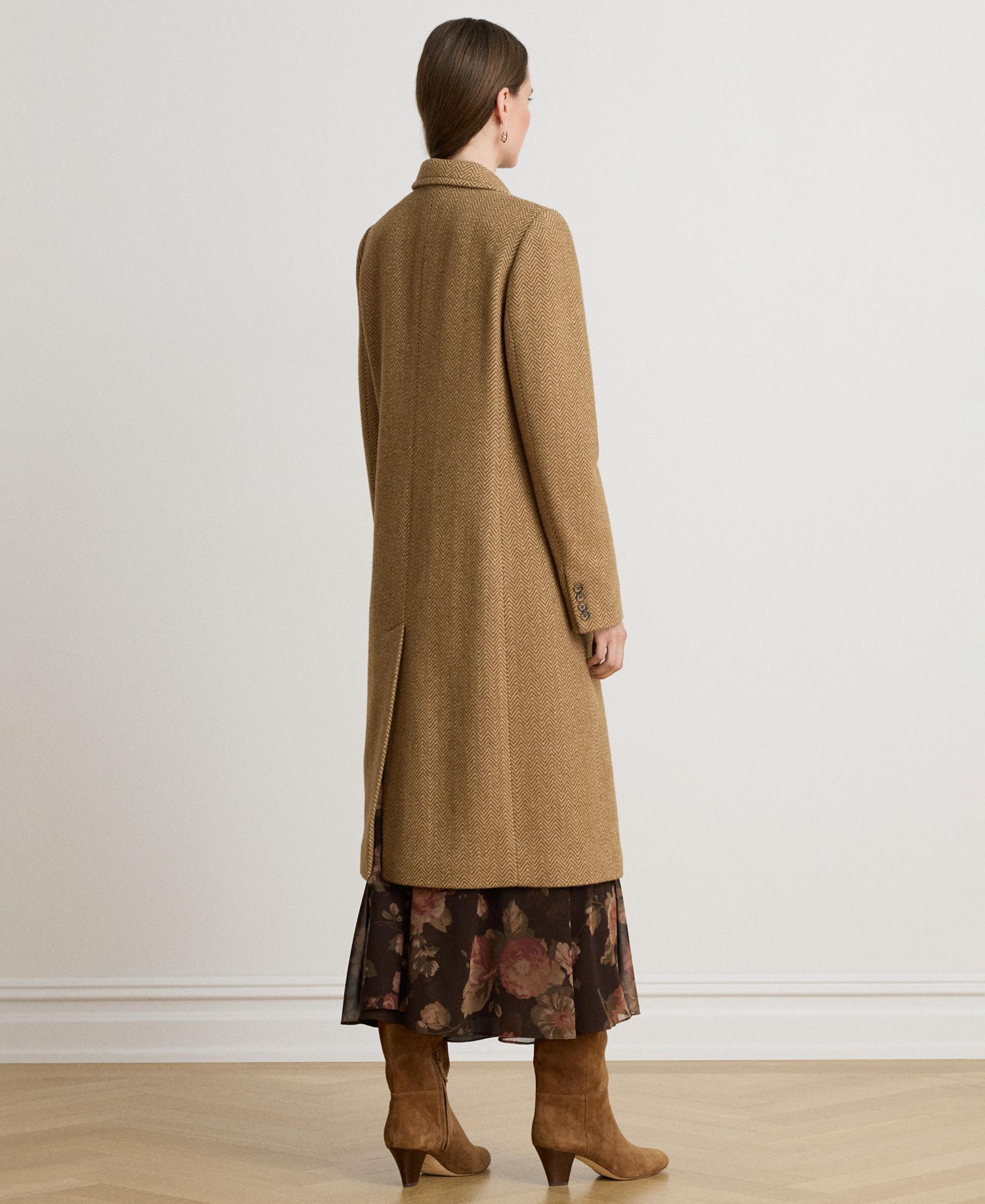 Women's Wool-Blend Double-Breasted Herringbone Coat