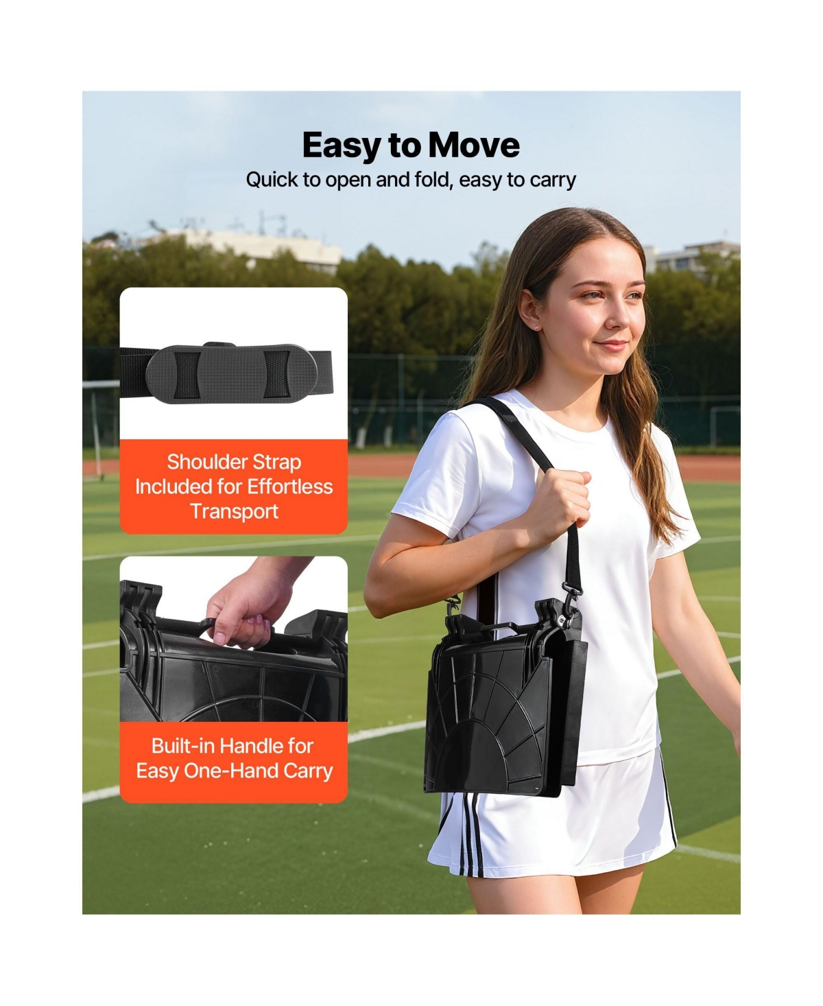 Mountaintop Stadium Seat, Folding Bleacher Chair with Back Support, Thick Cushion, Shoulder Strap, Hooks, Cup Holder and Pocket