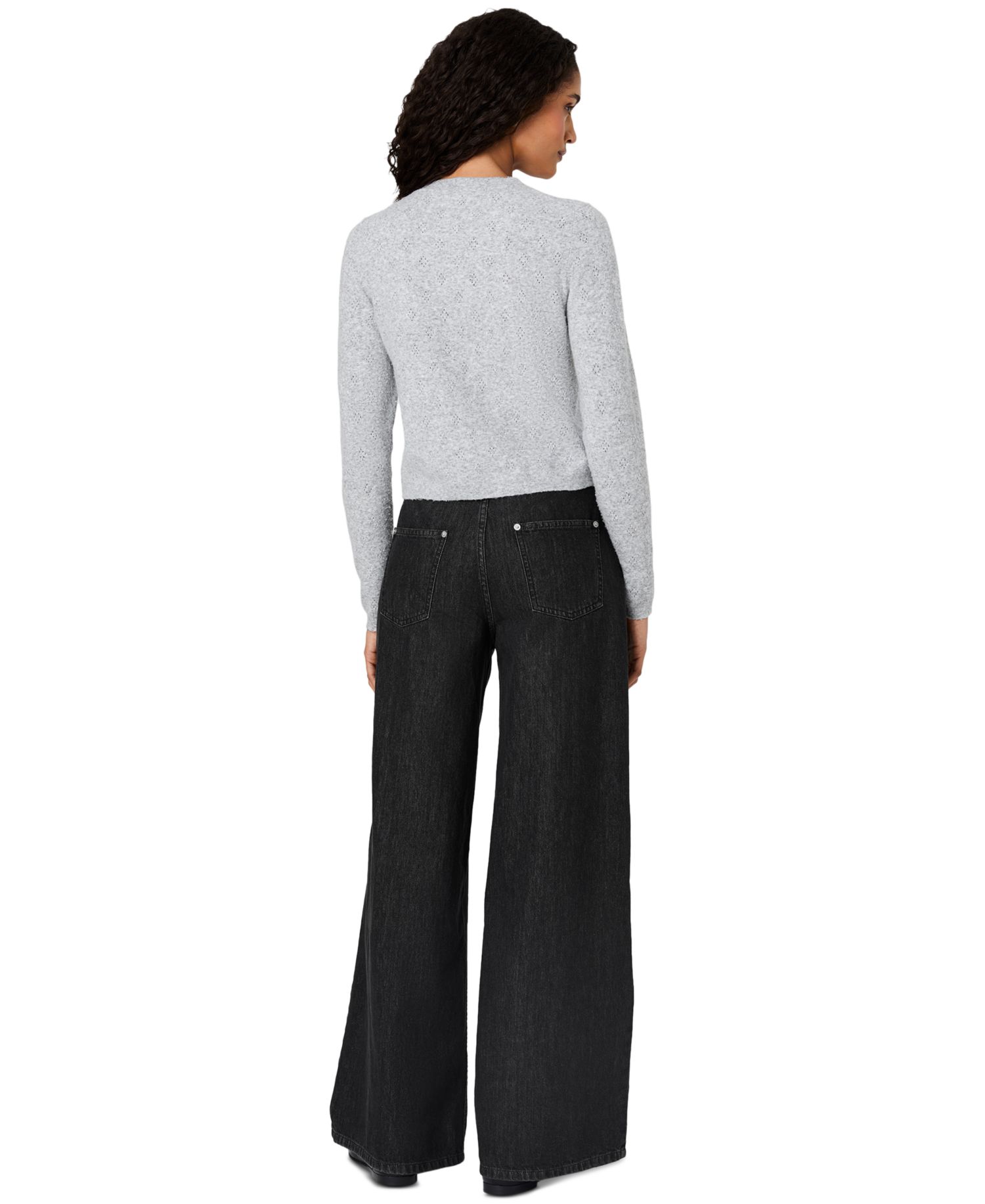 Women's Dakota Cropped Pointelle Cardigan Sweater