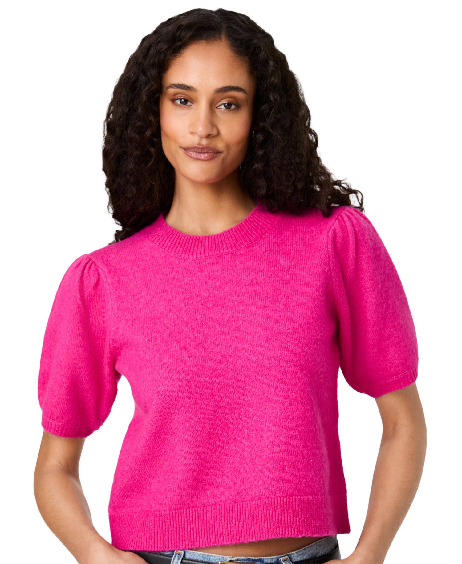 Women's Yulia Knit Puff-Sleeve Top