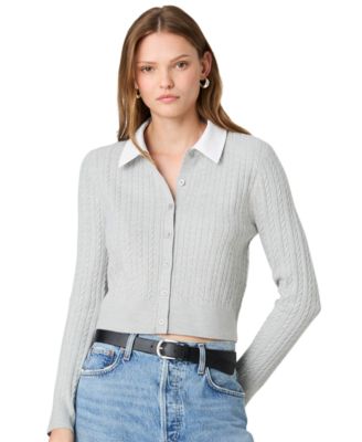 Women's Cable-Knit Collared Cardigan Sweater