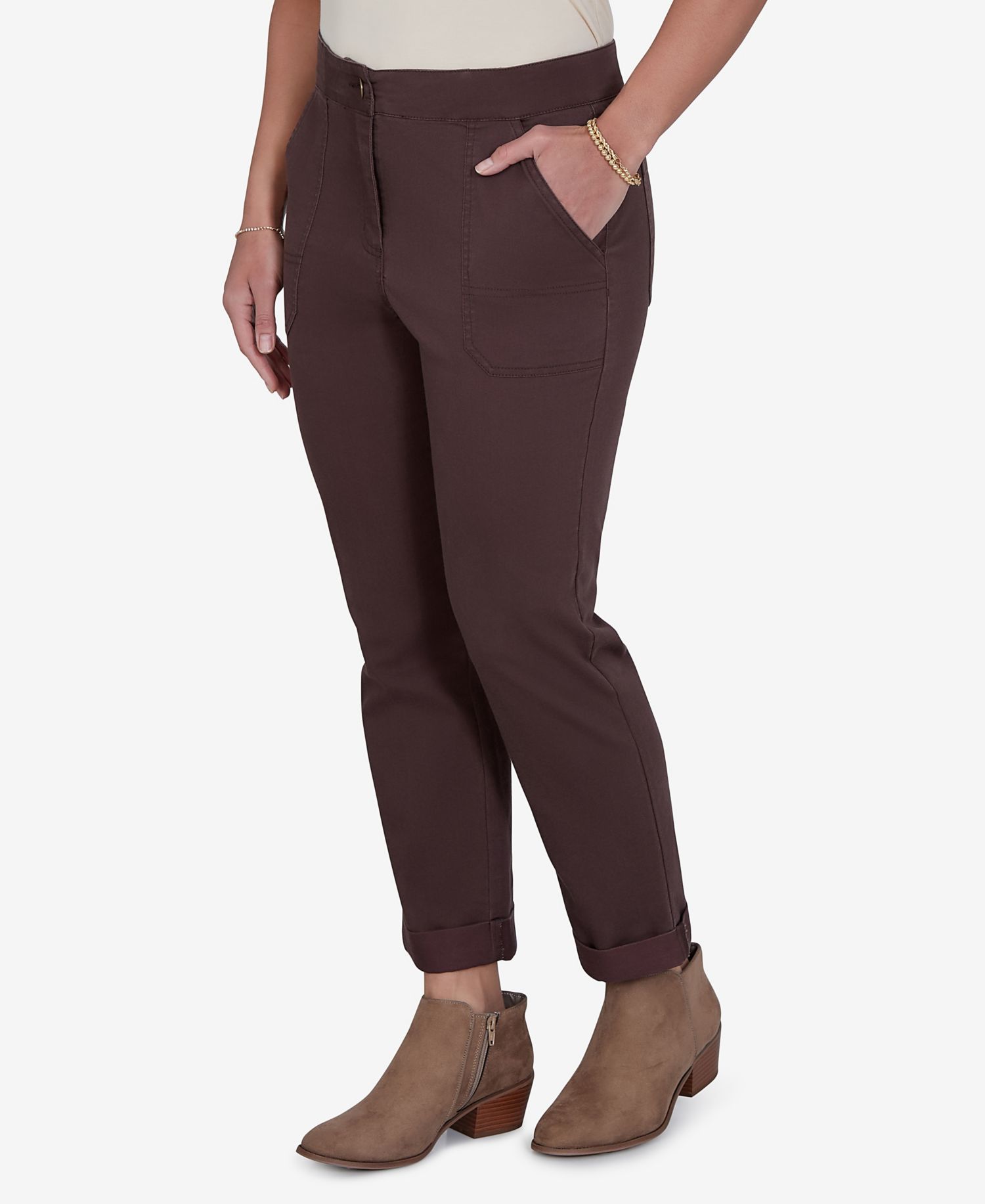 Petite Enzyme Wash Straight-Leg Cropped Pants