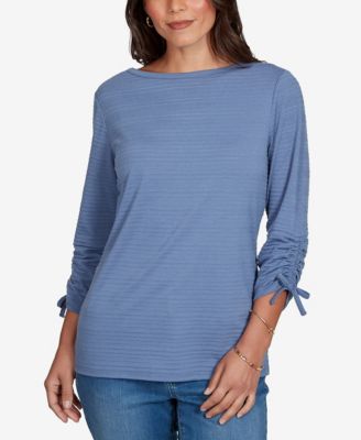 Petite Ottoman 3/4-Sleeve Boat Neck Top