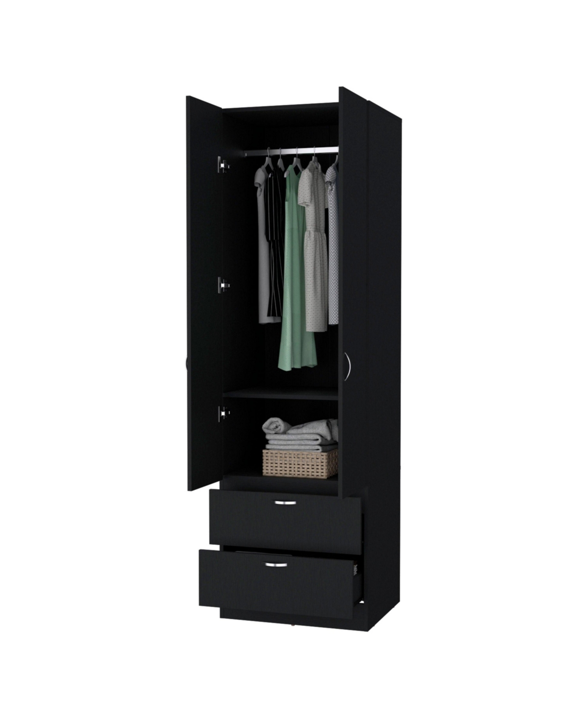 Fm Furniture Tall Mayer Wardrobe Melamine with Two Doors and Drawers