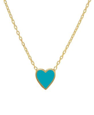 Girls Enamel Heart Necklace in 14K