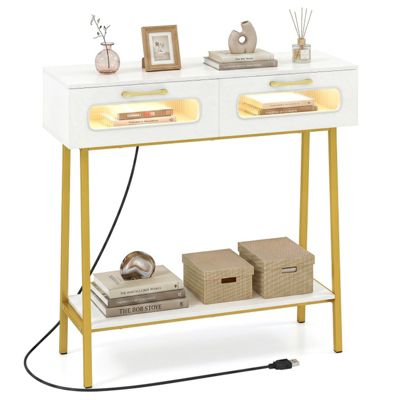 Hallway Console Table with RGB LED Lights and Open Shelf