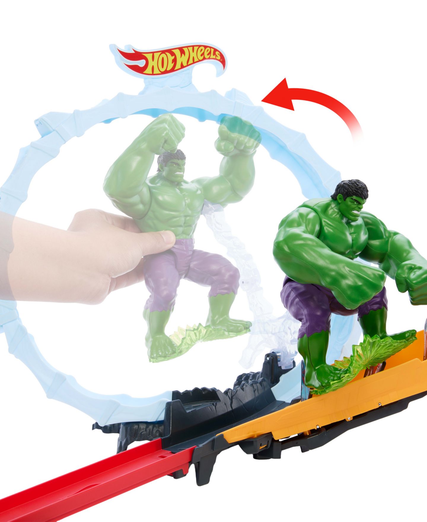 Детские игрушки Hot Wheels Spider-Man & Hulk Slam-Launch Track Set with Die-Cast Spider-Man Vehicle, Ages 4+ — фото 5