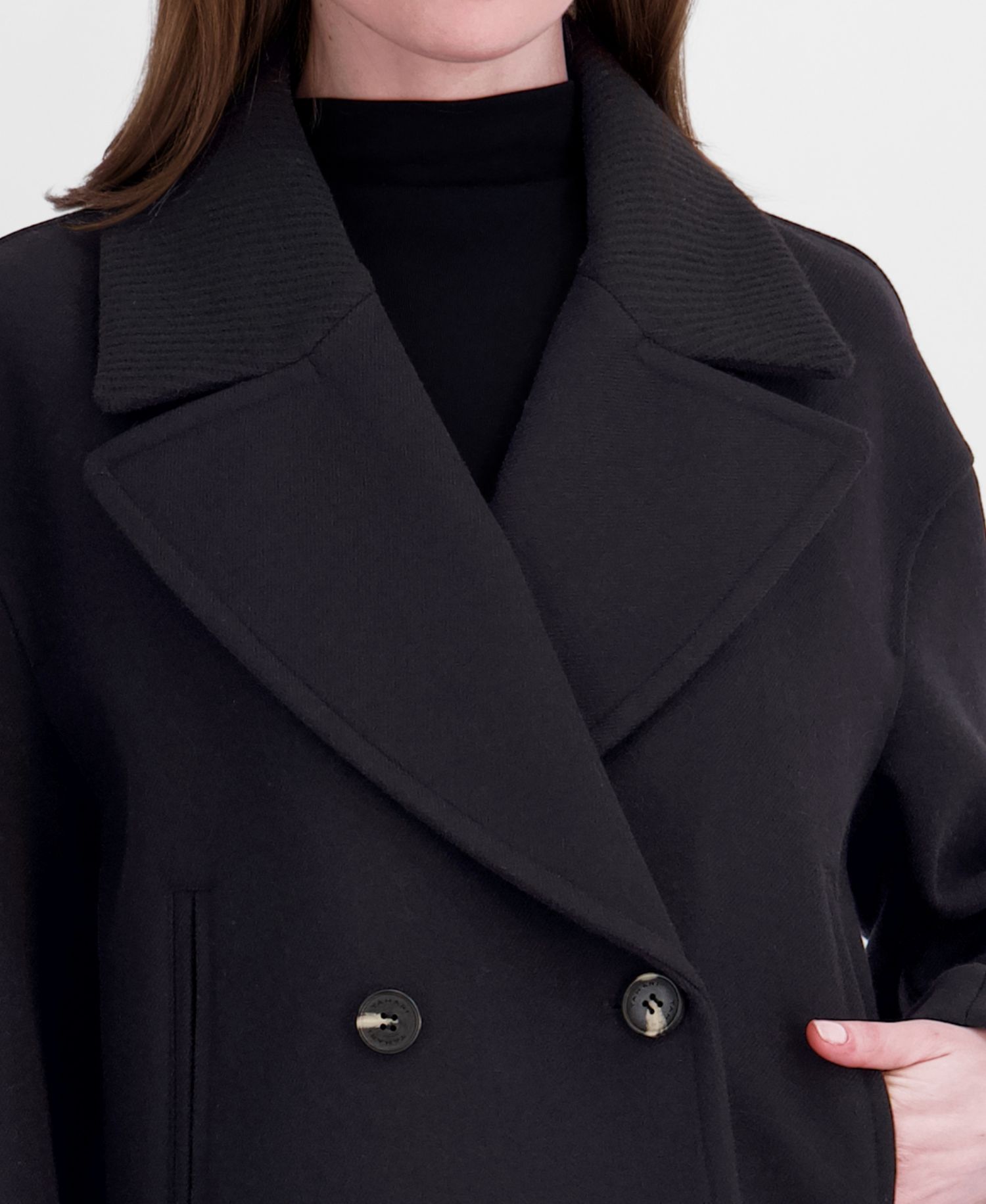 Women's Double-Breasted Notch-Collar Cropped Coat