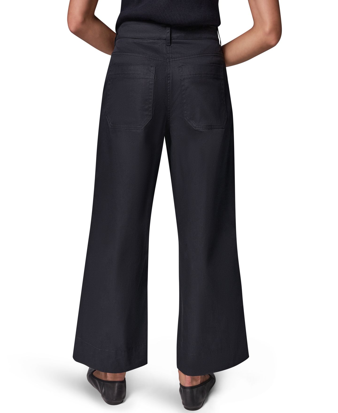 Женские брюки Donna Karan Weekend Cotton Twill Wide-Leg Mid-Rise, цвет: Чёрный — фото 7