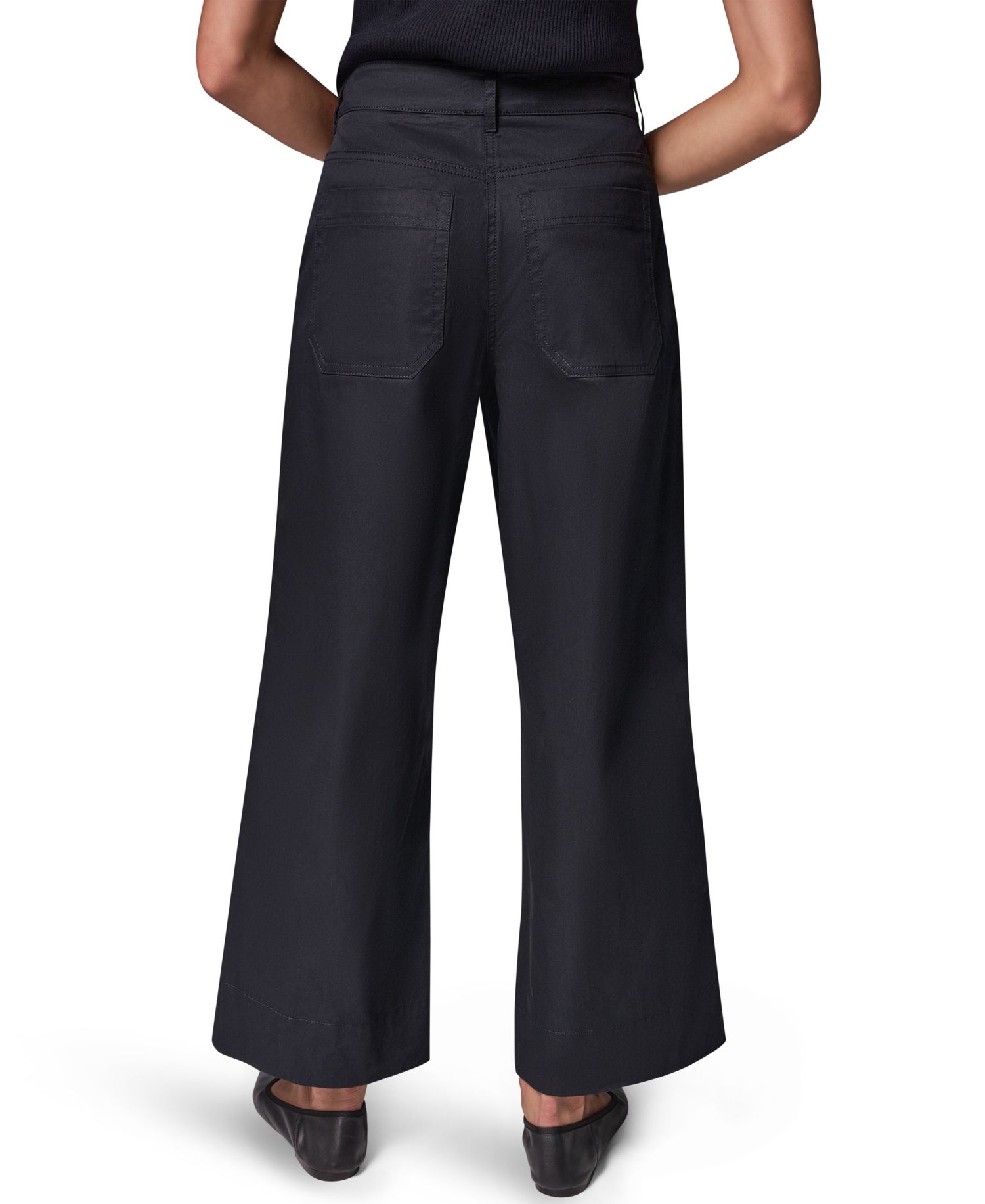 Women's Cotton Twill Wide-Leg Mid-Rise Pants,