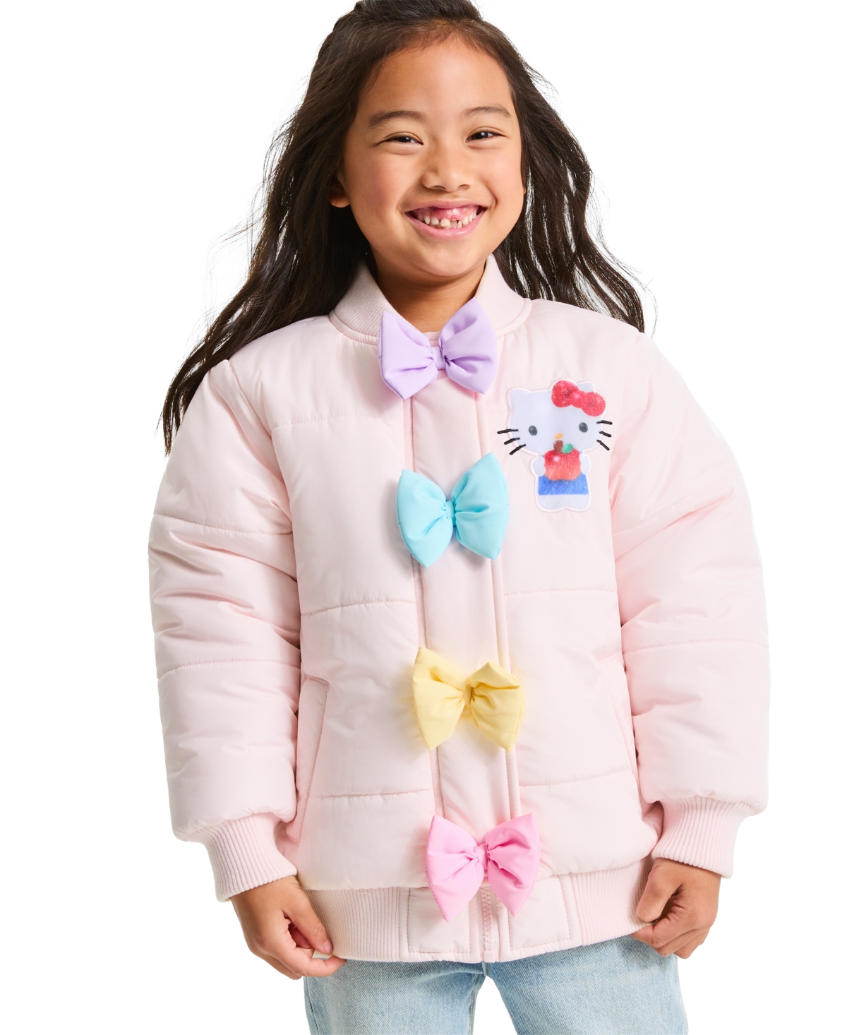 Hello Kitty and Friends | Macy's Toddler's & Little Girls' 2T-6X 3-d Bow Puffer Jacket, Macy's Exclusive - Pink