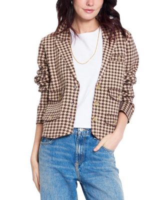 Women's Marlo Cropped Houndstooth Jacquard-Knit Blazer