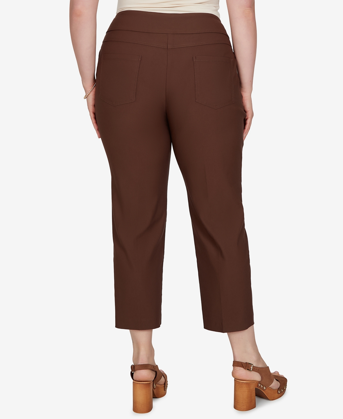 Ruby Rd. Plus Size Pull-on Ankle Mid-rise Pants In Brown