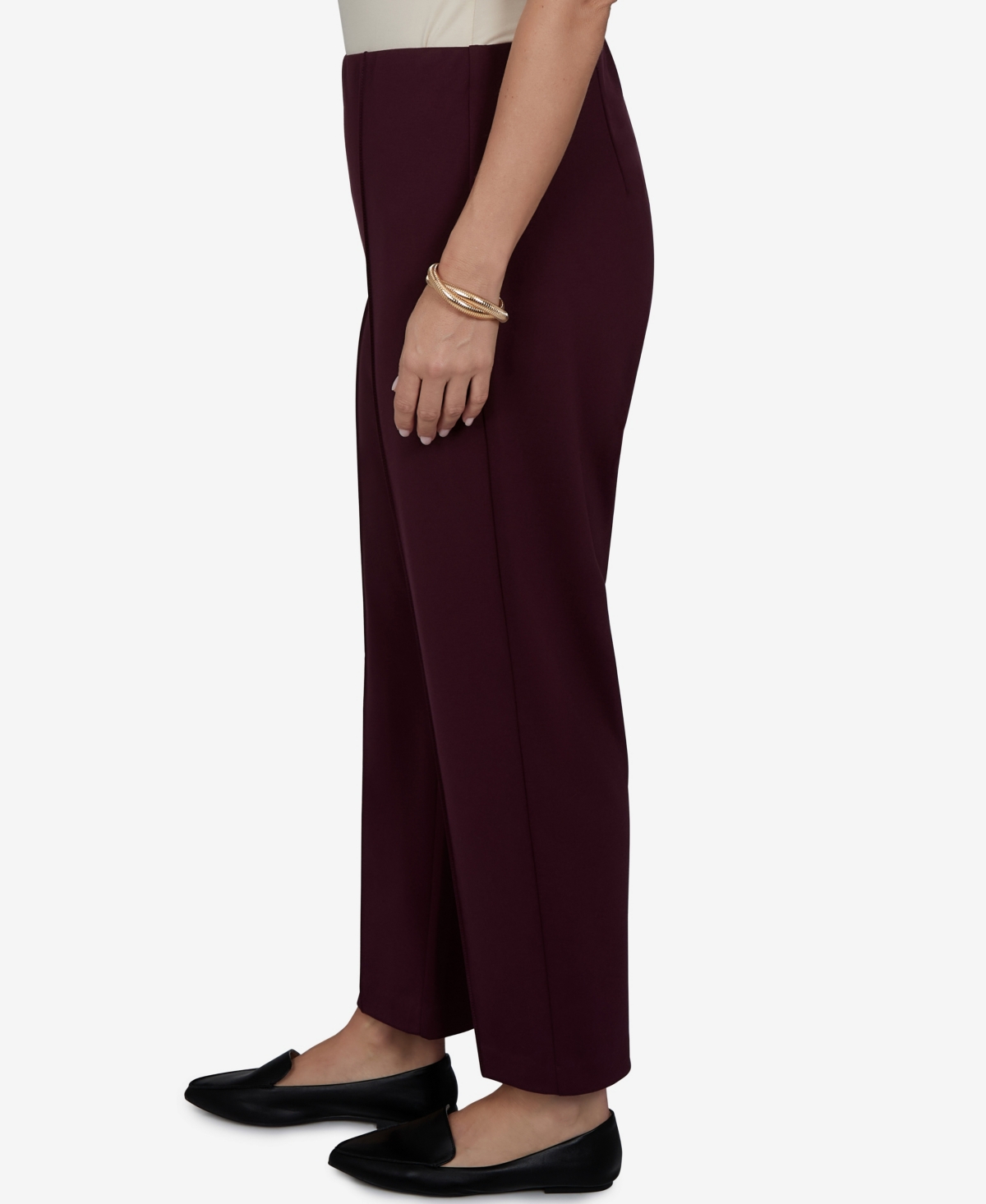 Ruby Rd. Plus Size Mid-rise Pull-on Ponte Pants In Burgundy