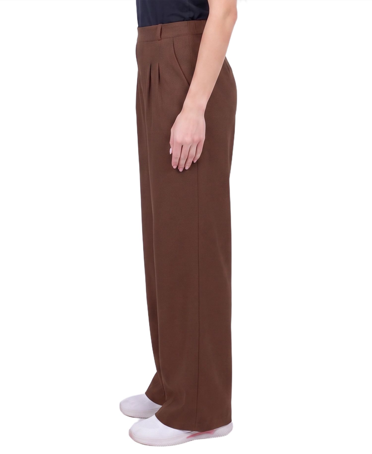 Petite Pleated Wide-Leg High-Rise Pants