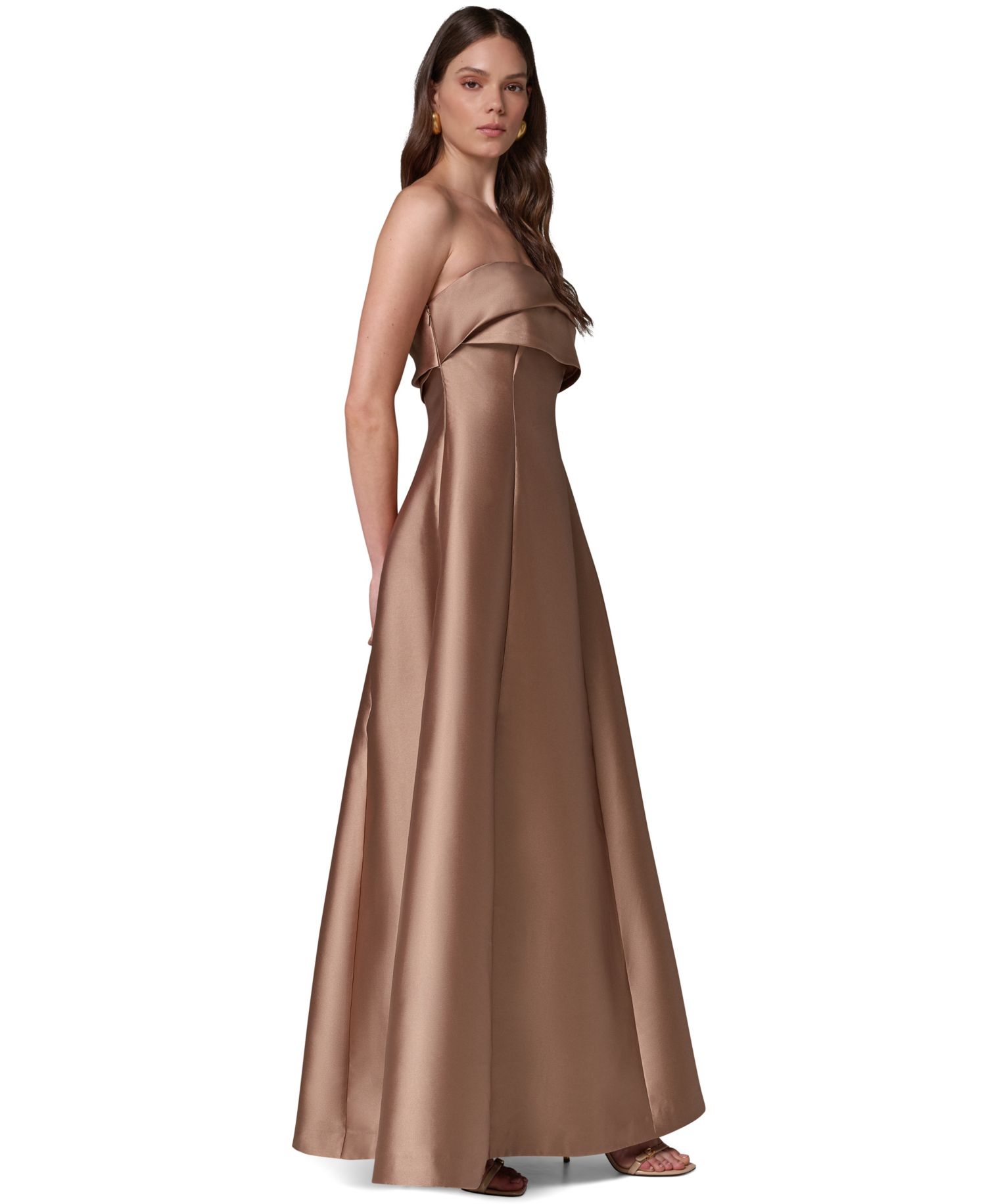 Women's Strapless Pleated Mikado Gown