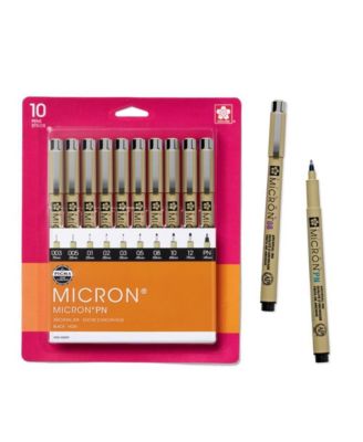 Pigma Micron Black Ink Multi-tip Set, 10 Pack