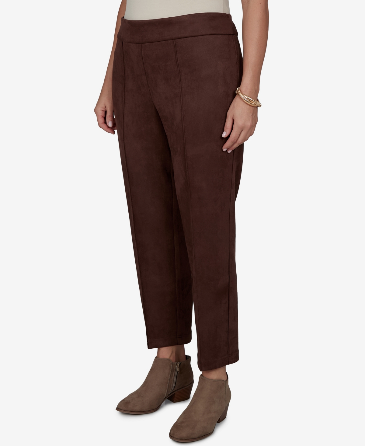 Ruby Rd. Plus Size Pull-on Scuba Cropped & Ankle Pants In Walnut