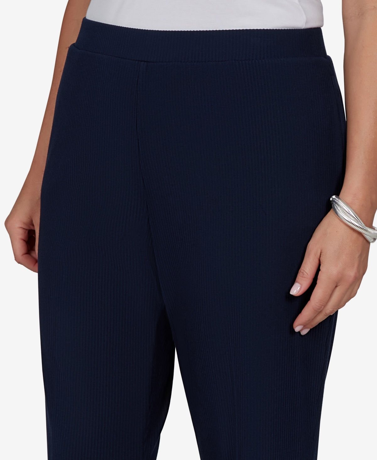 Ruby Rd. Plus Size Wide-leg Pull-on Ribbed Pants In Blue