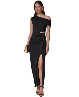 Women's Asymmetric Off-the-Shoulder Ruched Waist Maxi Dress